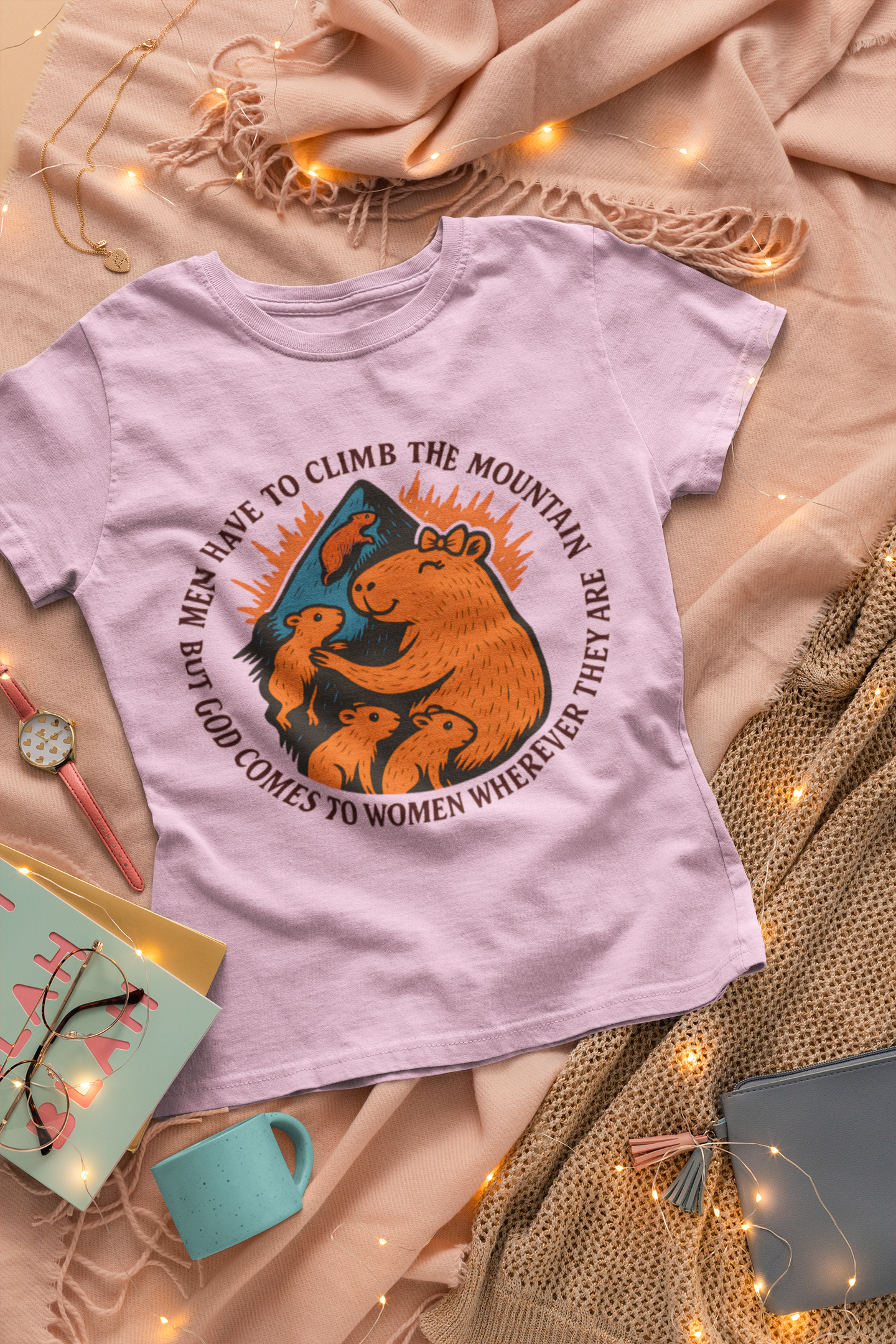 “God Comes to Women – Capybara Youth Christian Tee”