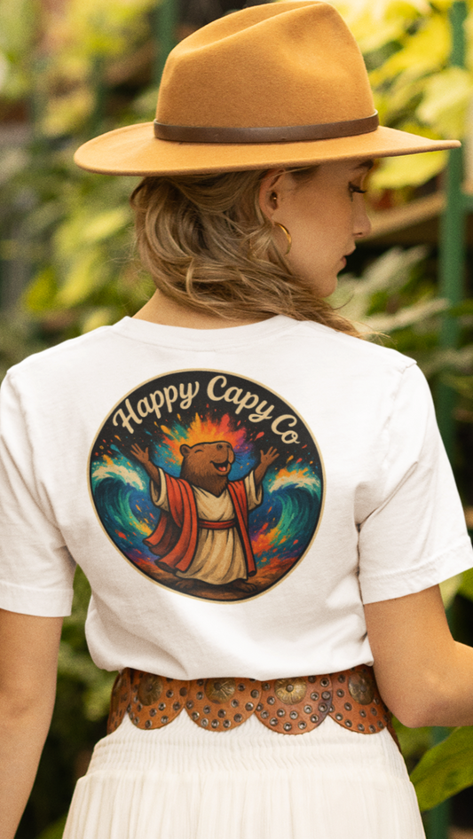 “God Comes to Women – Capybara Unisex Christian Tee”