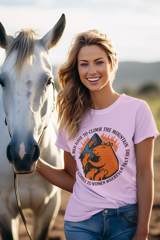 “God Comes to Women – Capybara Unisex Christian Tee”